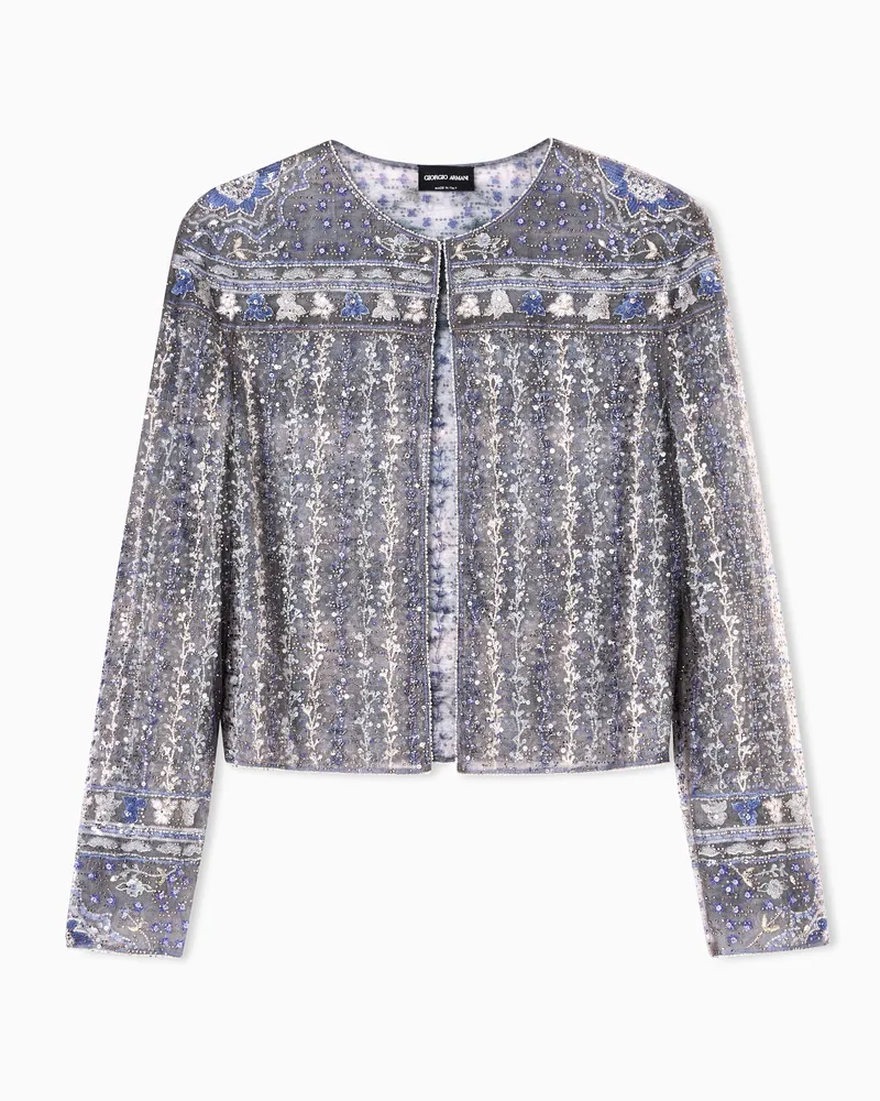 Giorgio Armani Hemd-Jacke aus besticktem Tüll Gemustert