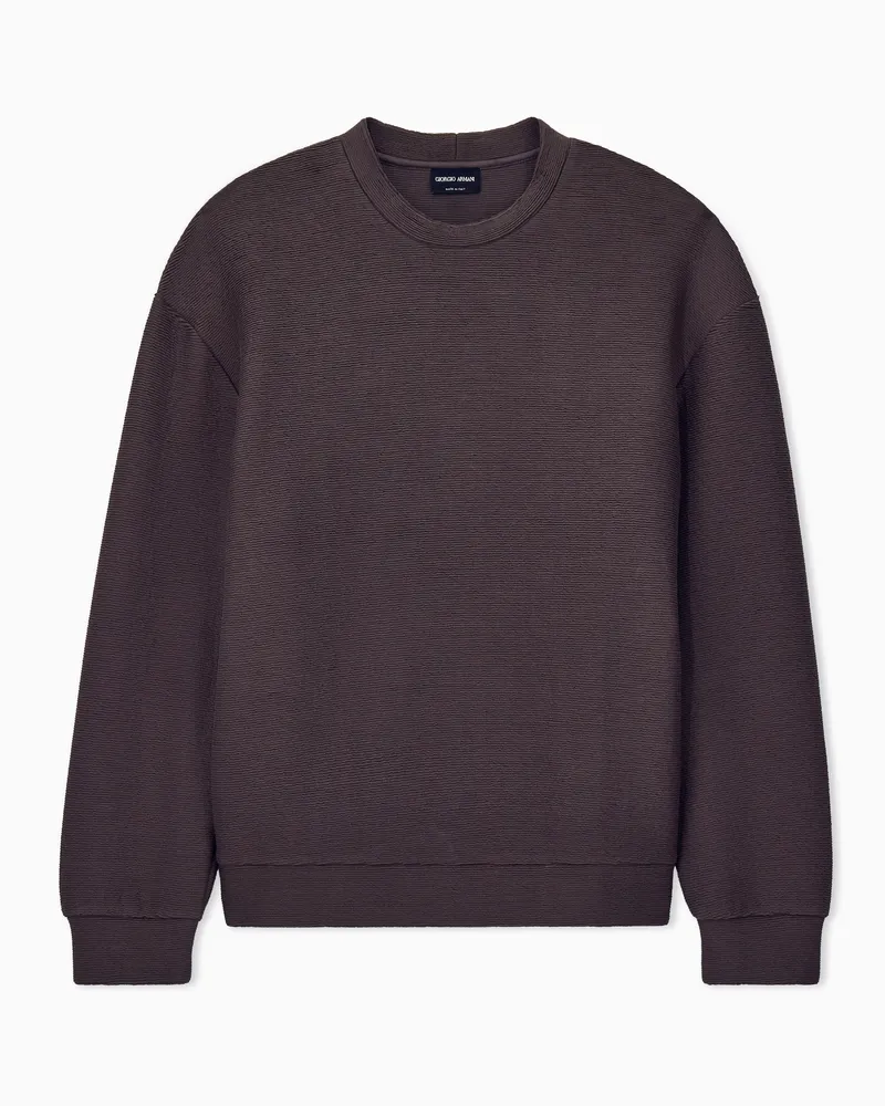 Giorgio Armani Sweatshirt regulärer Schnitt Strukturjersey Braun