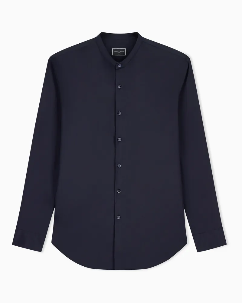 Giorgio Armani Baumwollstretch hemd icon mit Stehkragen Icon Marineblau