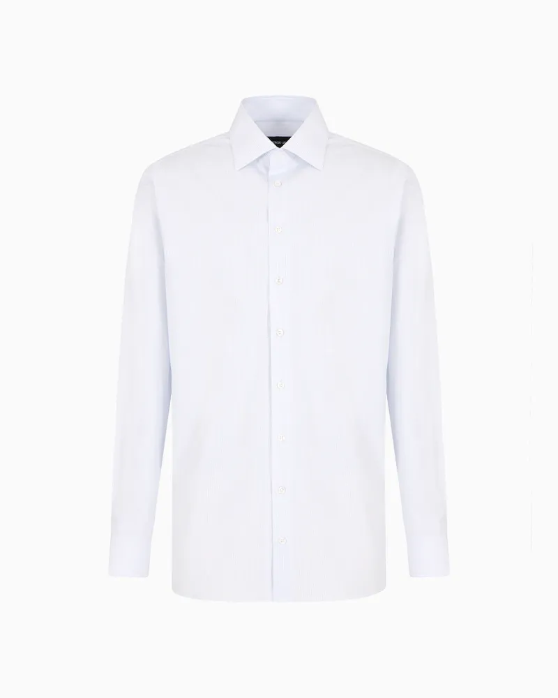 Giorgio Armani Hemd in Regular Fit aus Luxury-Baumwolle mit Streifen Hellblau