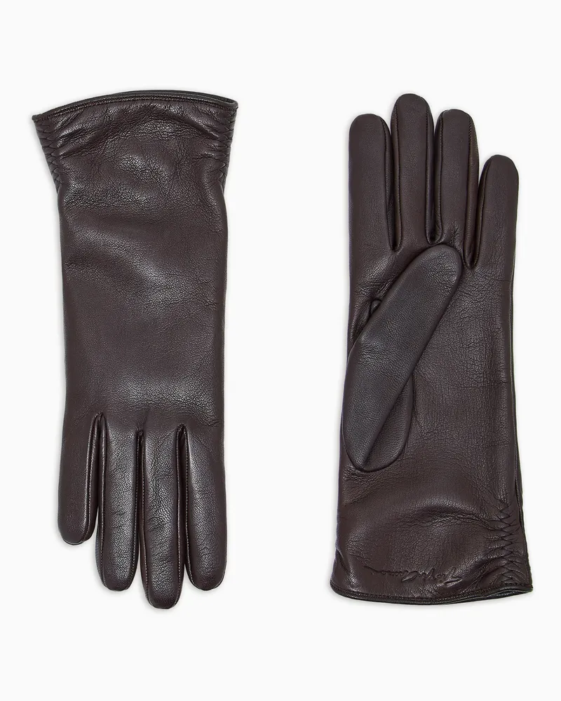 Giorgio Armani Handschuhe aus Lammnappaleder Braun