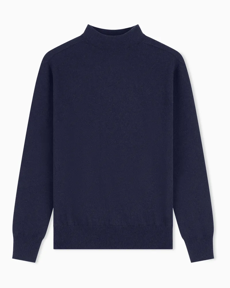 Giorgio Armani Pullover mit Stehkragen aus reinem Kaschmir Marineblau