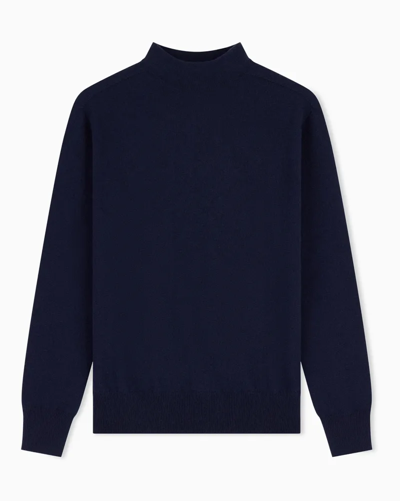Giorgio Armani Pullover mit Stehkragen aus reinem Kaschmir Marineblau