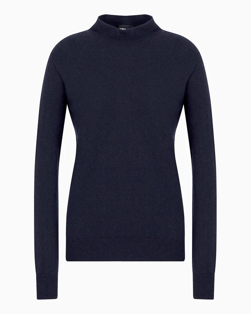 Giorgio Armani Pullover mit Stehkragen aus reinem Kaschmir Marineblau