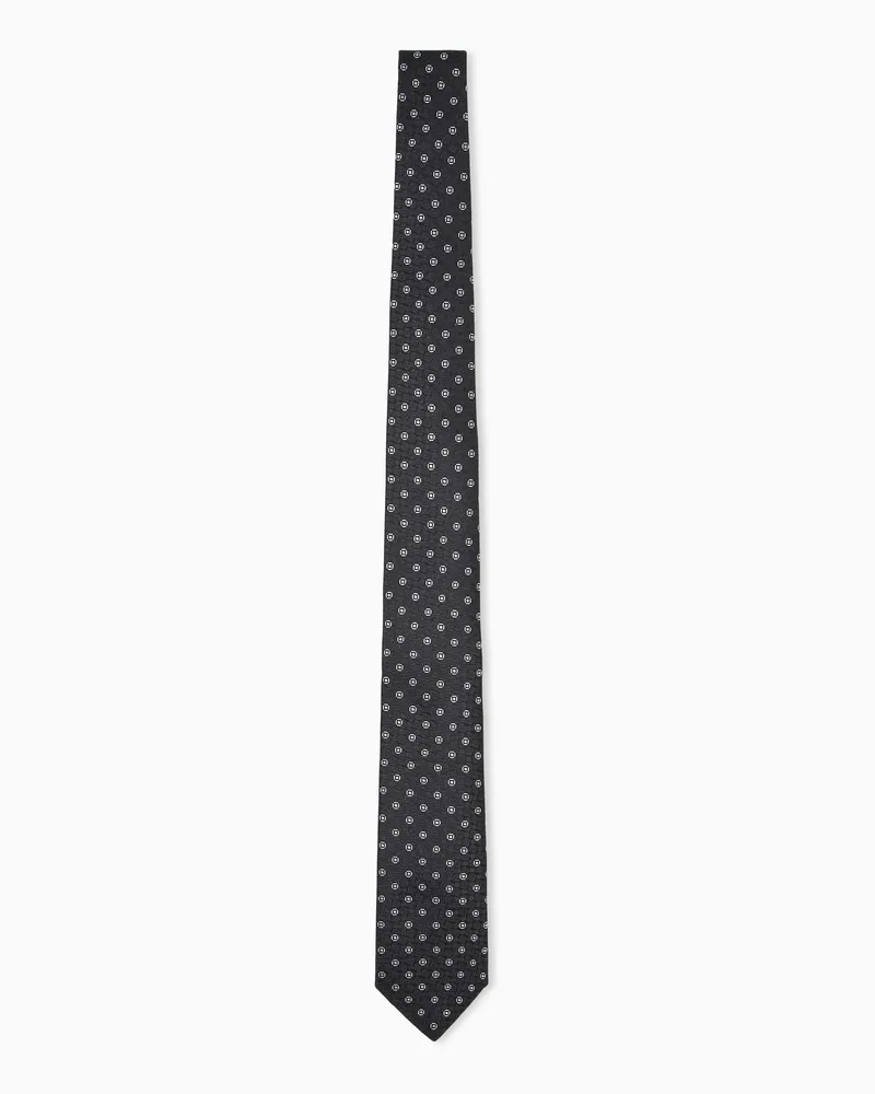 Giorgio Armani Klassische Krawatte aus Seide mit geometrischem Muster Schwarz