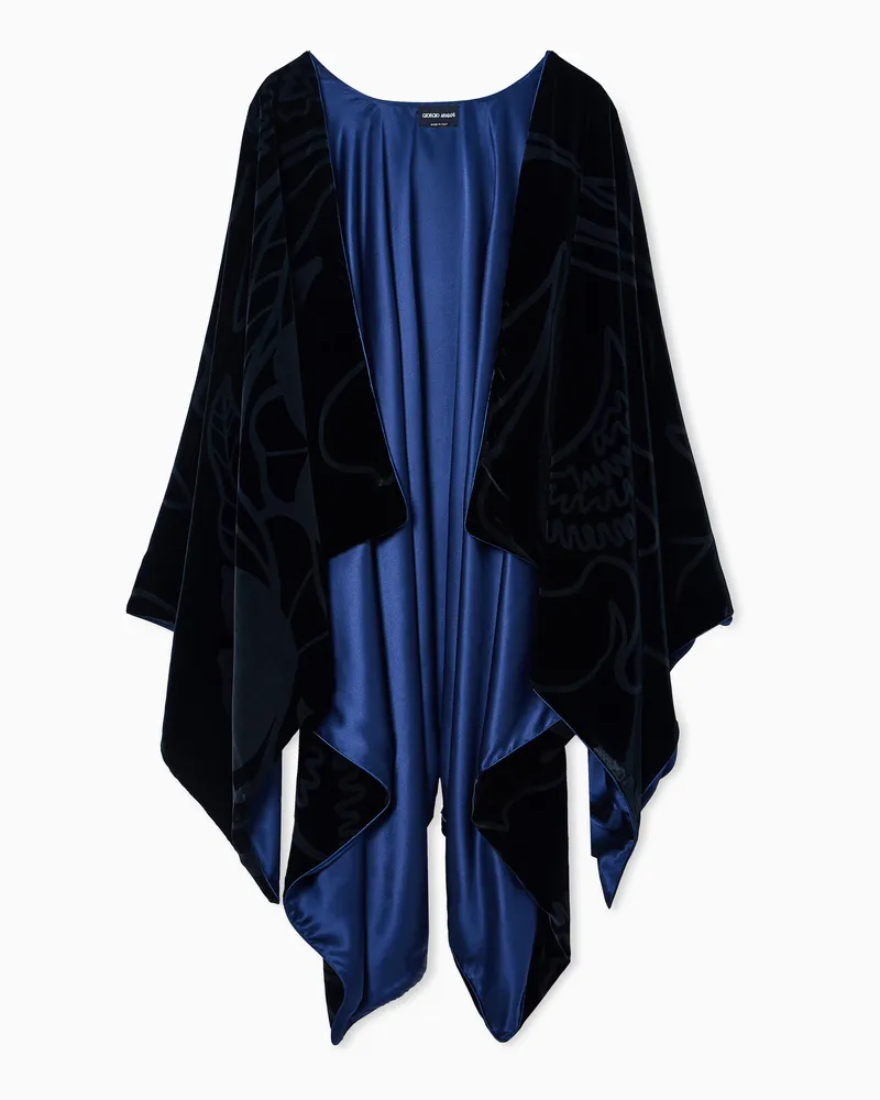 Giorgio Armani Cape aus Devoré-Samt Schwarz
