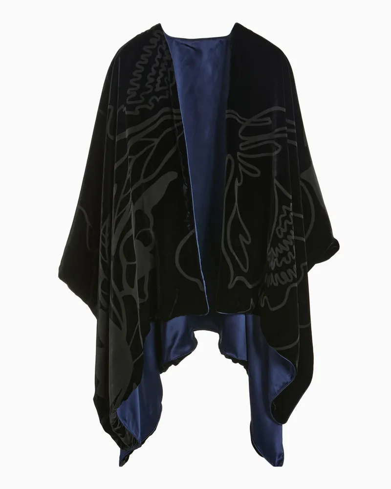 Giorgio Armani Cape aus Devoré-Samt Schwarz