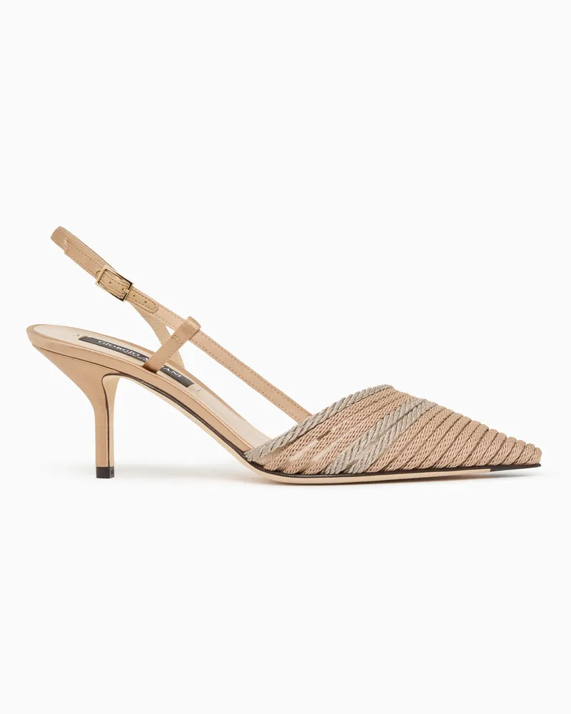 Giorgio Armani Slingback aus Satin mit Zierborte Beige