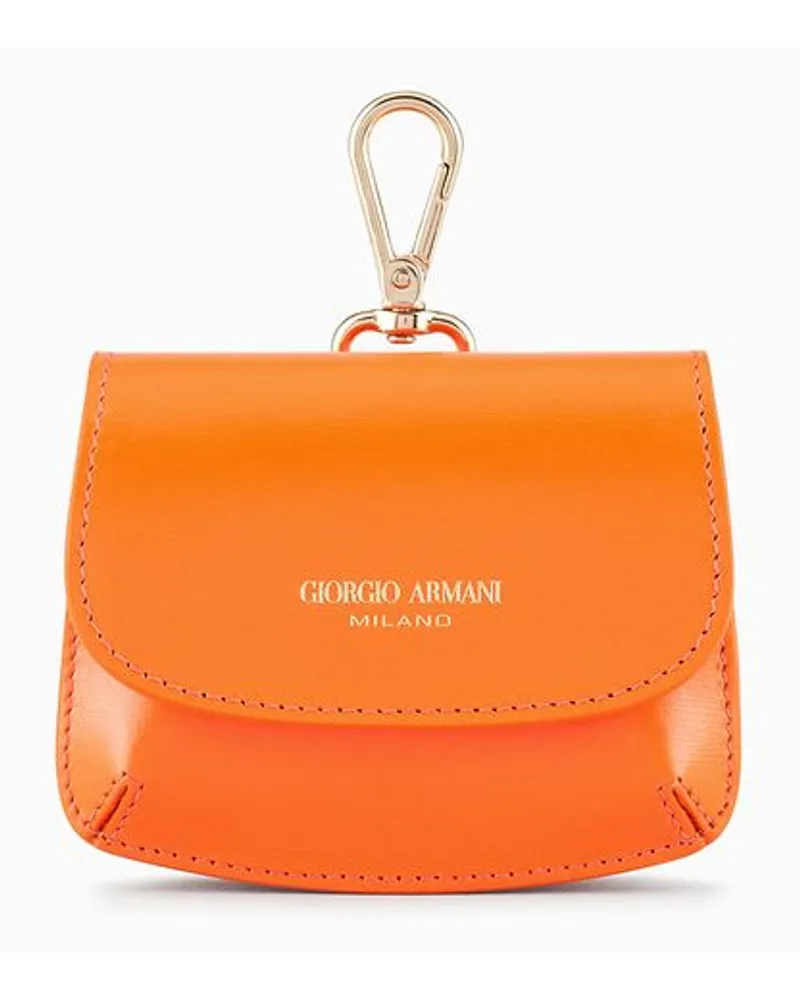 Giorgio Armani Kleiner Anhänger Aus Strukturiertem Kalbsleder Orange