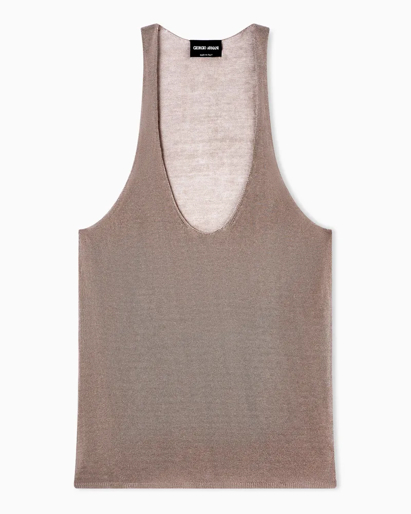 Giorgio Armani Top aus Viskose-Lurex-Strick Braun