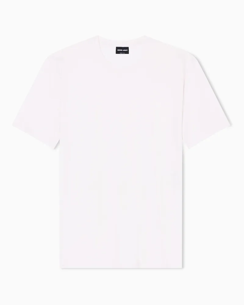 Giorgio Armani T-Shirt mit Rundhalsausschnitt aus Baumwoll-Jersey Beige