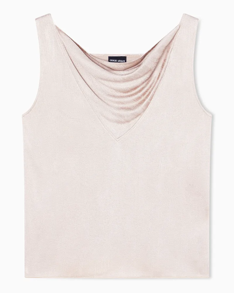 Giorgio Armani Draping top in ASV jacquard viscose jersey Beige
