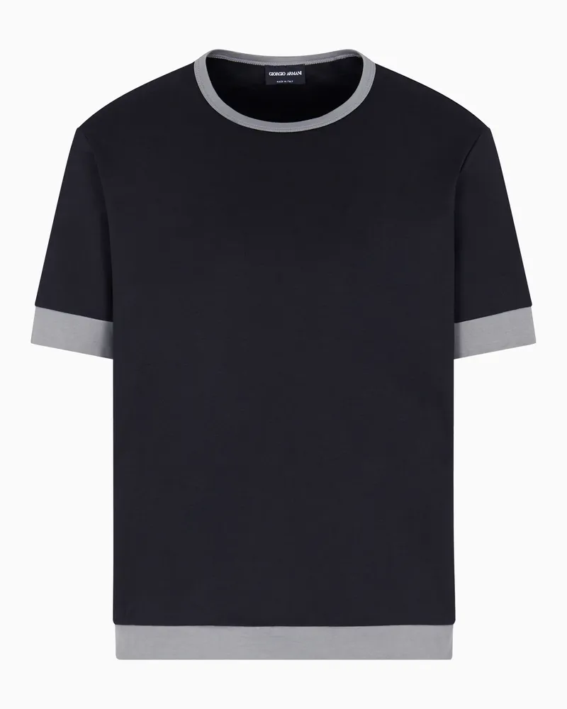 Giorgio Armani T-Shirt mit Rundhalsausschnitt aus Bio-Baumwolljersey Schwarz