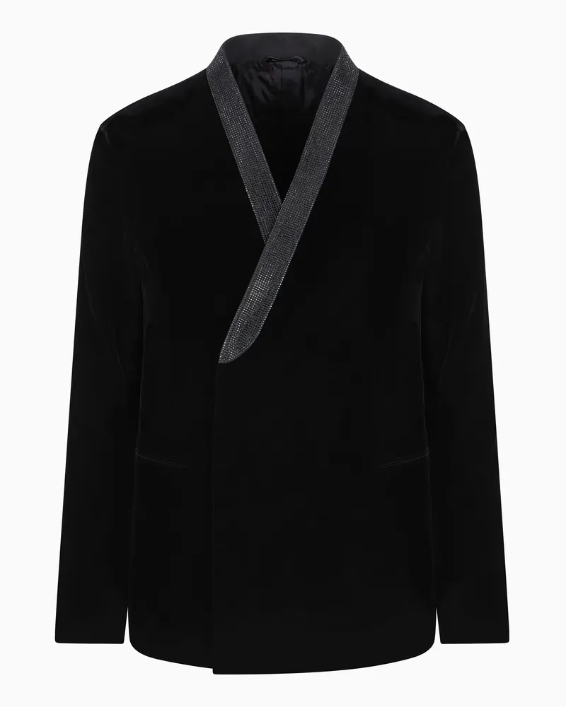 Giorgio Armani Giorgio’s Doppelreihiges Sakko aus Stretchsamt Schwarz