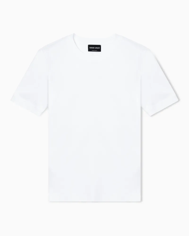 Giorgio Armani Pullover mit Rundhalsausschnitt und kurzen Ärmeln aus reinem Kaschmir Weiß