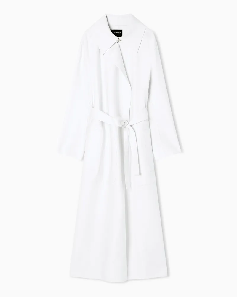 Giorgio Armani Langer Mantel aus Schurwolle Weiß