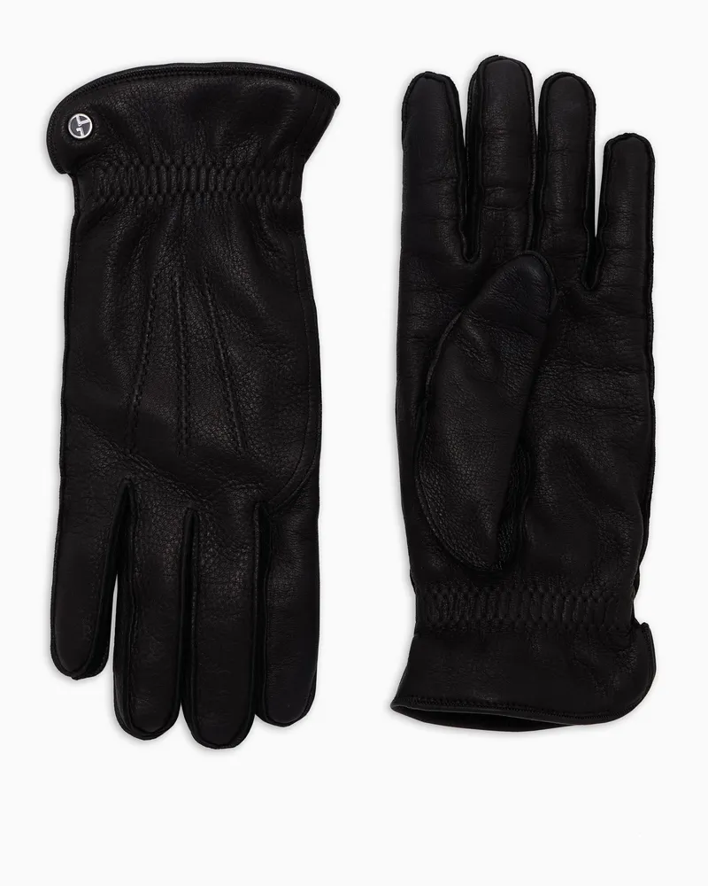 Giorgio Armani Handschuhe aus Hirschleder Schwarz