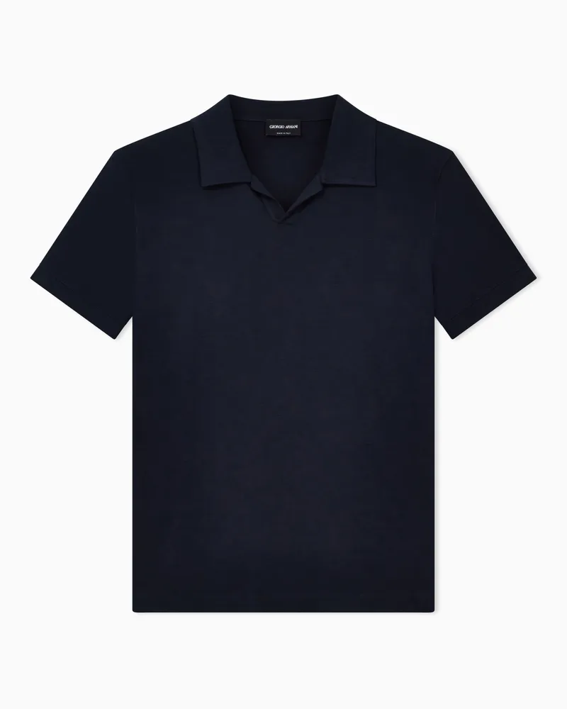 Giorgio Armani ASV Poloshirt mit kurzen Ärmeln aus elastischem Viskose-Jersey Marineblau