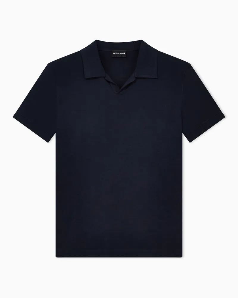 Giorgio Armani ASV Poloshirt mit kurzen Ärmeln aus elastischem Viskose-Jersey Marineblau