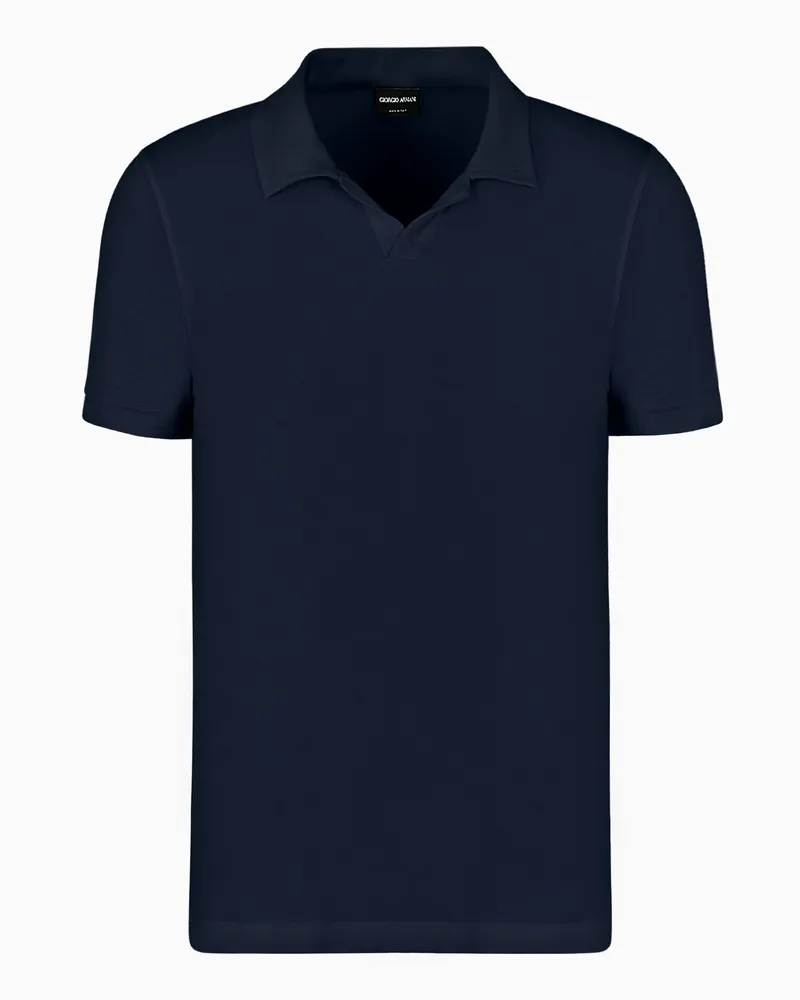Giorgio Armani ASV Poloshirt mit kurzen Ärmeln aus elastischem Viskose-Jersey Marineblau