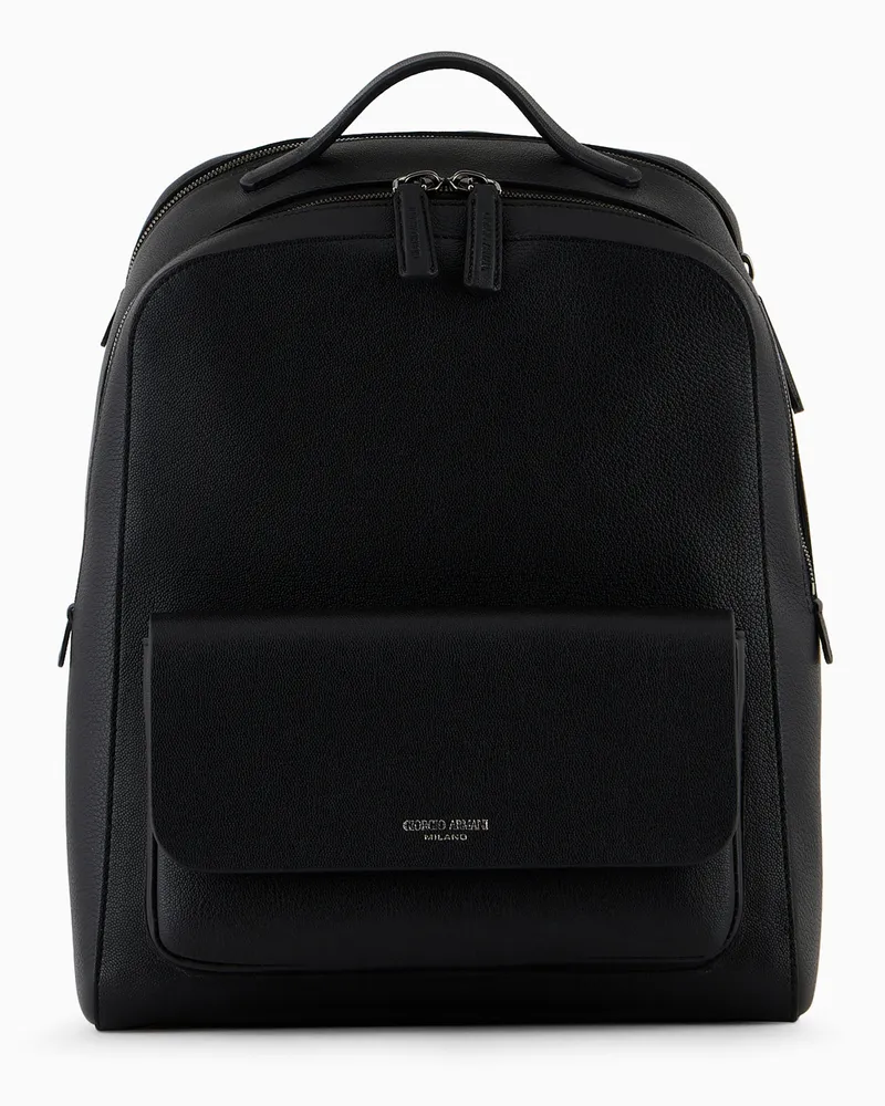 Giorgio Armani Runder Rucksack aus Leder Schwarz