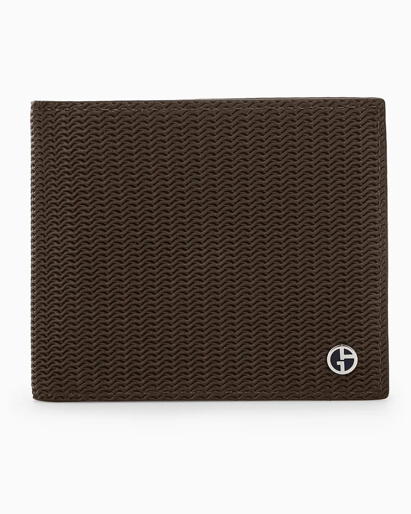Giorgio Armani Brieftasche aus Leder mit Wellenprägung und Münzfach Braun