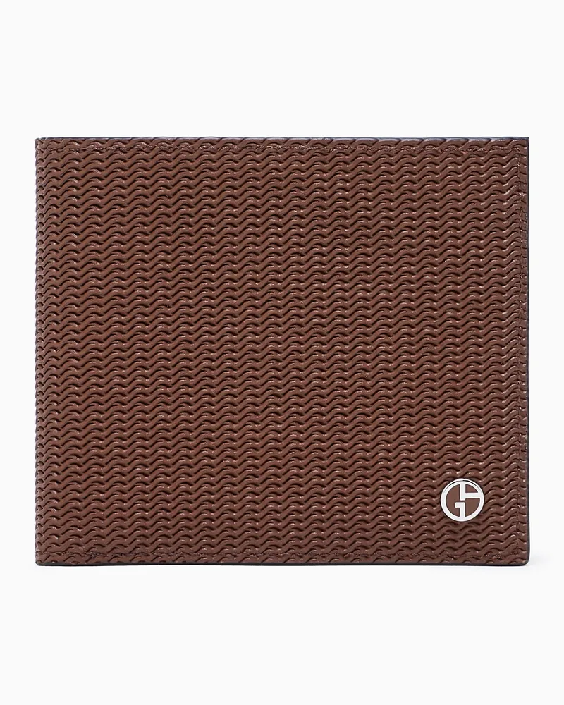 Giorgio Armani Bifold-Portemonnaie aus bedrucktem Leder Braun