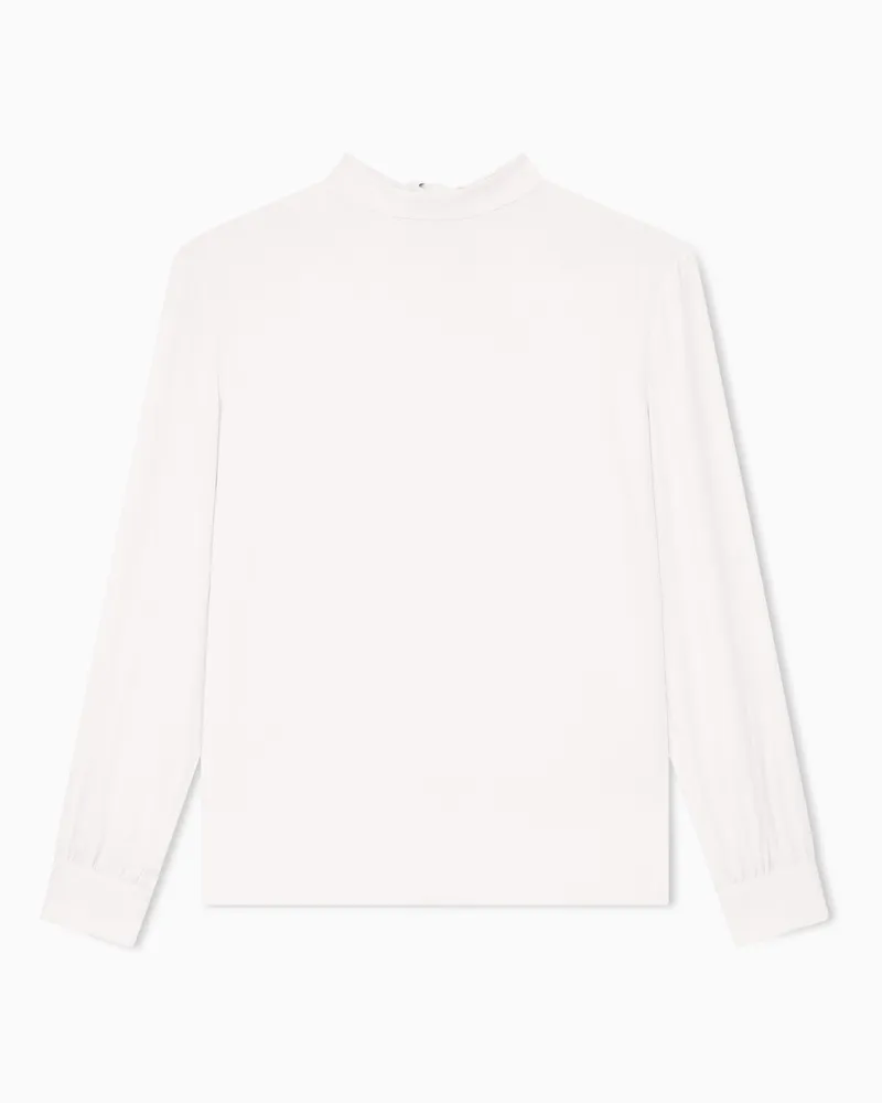 Giorgio Armani Seidenbluse Collezione Cashmere mit Stehkragen Weiß