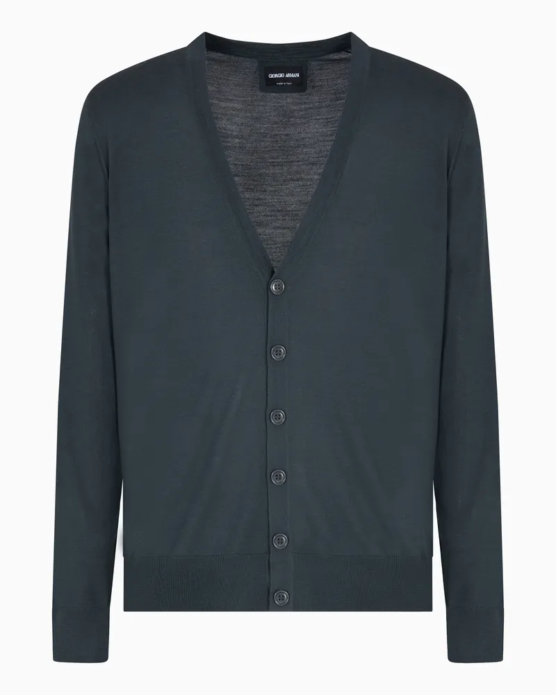 Giorgio Armani Geknöpfter Cardigan aus Schurwolle Grau