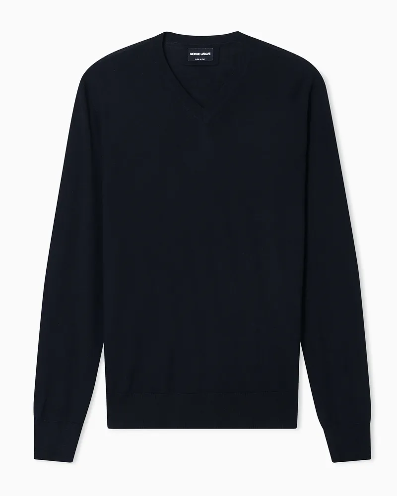 Giorgio Armani Pullover mit Rundhalsausschnitt aus reiner Schurwolle Schwarz