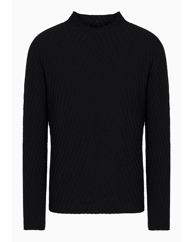 Giorgio Armani Rollkragenpullover Aus Schurwoll-jacquard Schwarz