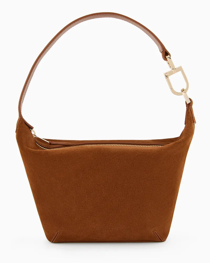 Giorgio Armani Hobo Bag la Prima Soft im Mini-Format aus Veloursleder Braun