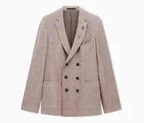 Doppelreihiges Sakko aus Mouliné-Leinen mit Jacquard-Verarbeitung