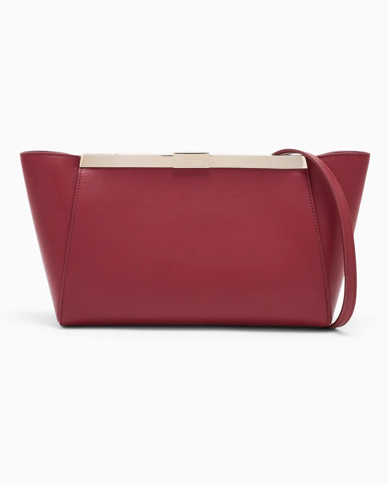 Giorgio Armani Clutch aus Glattleder mit verstellbarem Lederriemen Burgunderrot