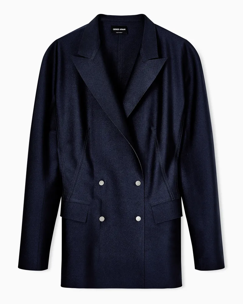 Giorgio Armani Doppelreihiges Sakko aus Scuba-Jersey Blau