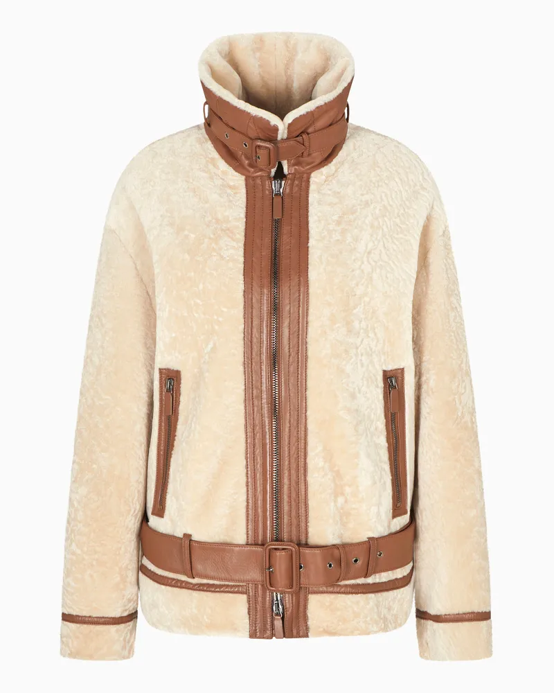 Giorgio Armani Blouson aus Lamm-Shearling Beige