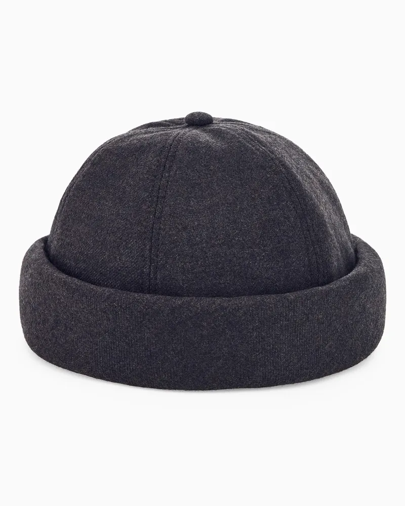 Giorgio Armani Docker-Mütze aus Wolle und Kaschmir mit Lederdetails Braun