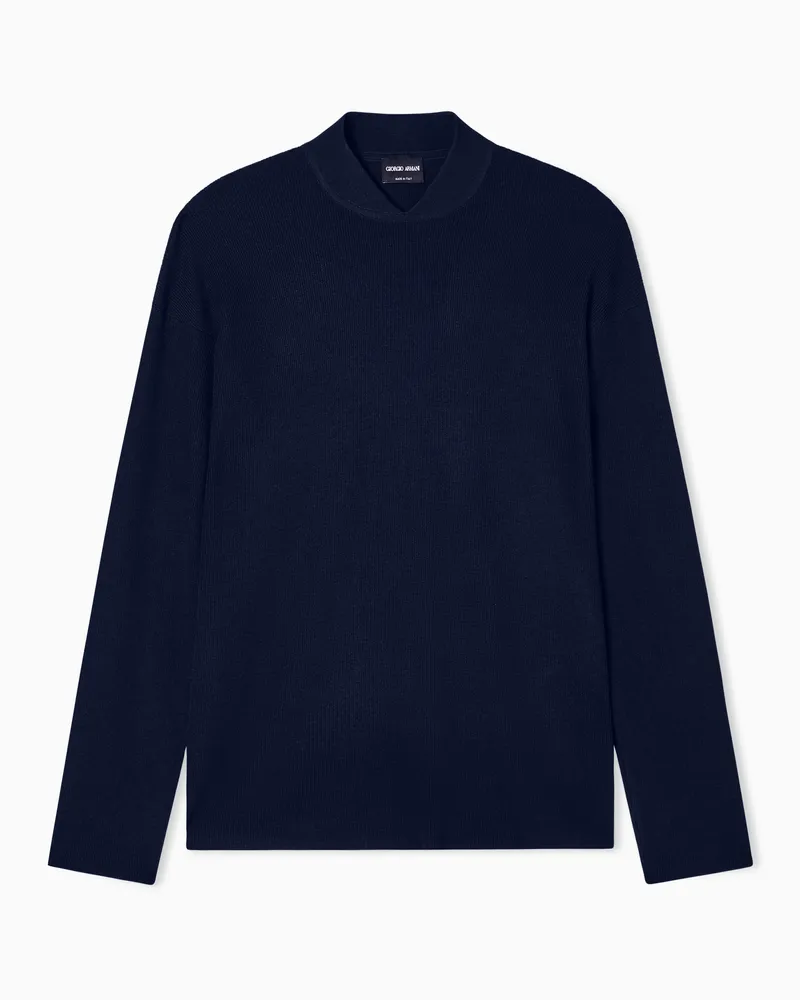 Giorgio Armani Pullover aus Wolle und Kaschmir Marineblau