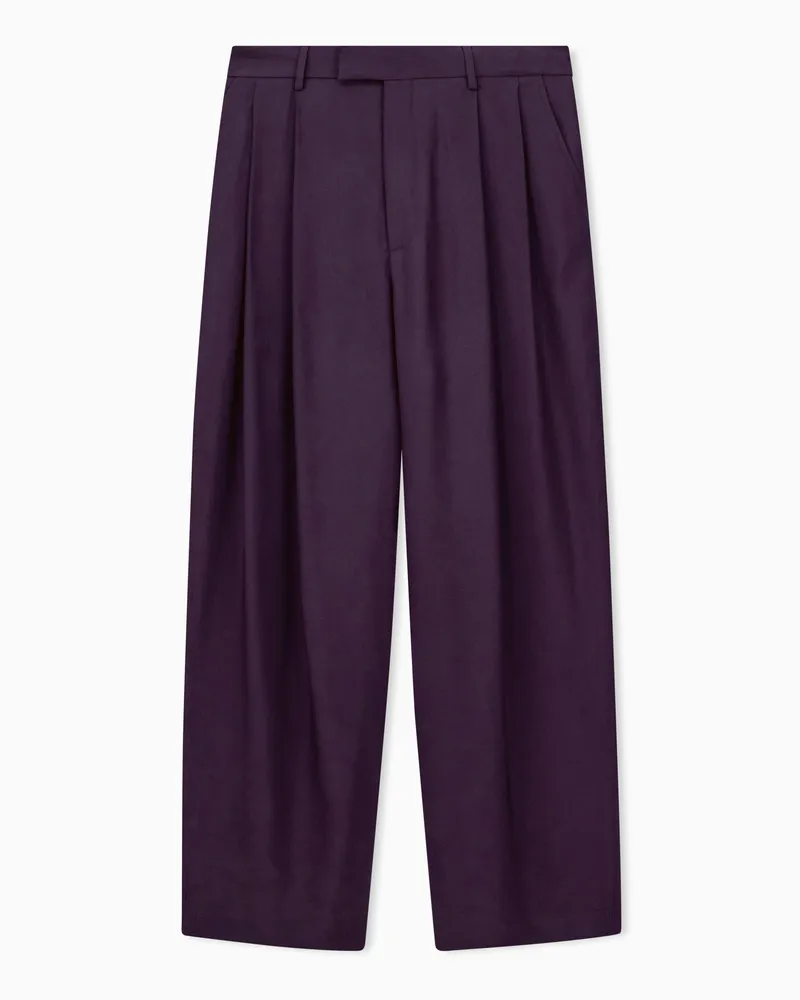 Giorgio Armani Bundfaltenhose aus Viskosetwill mit Gürtelschlaufen Blau