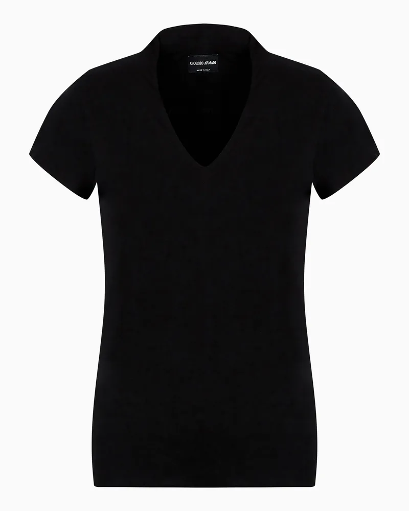 Giorgio Armani Top mit V-Ausschnitt Schwarz