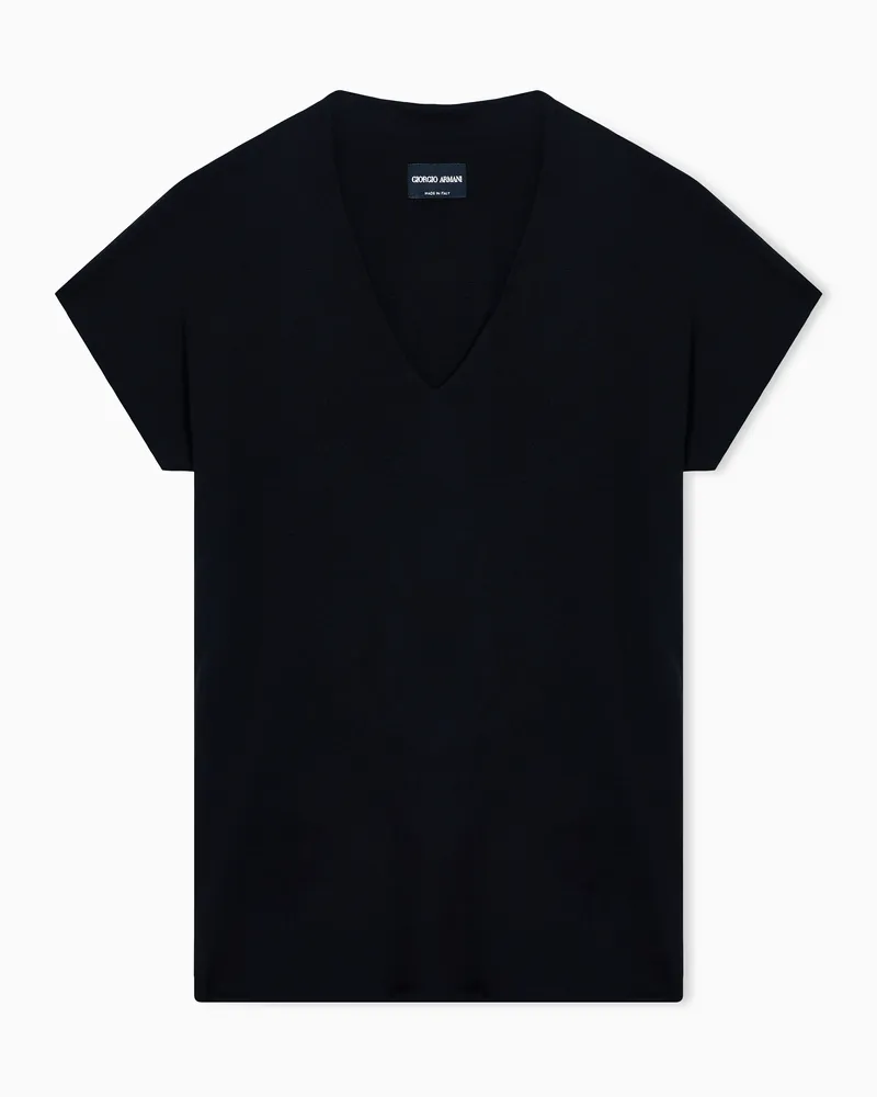 Giorgio Armani Top mit V-Ausschnitt Schwarz