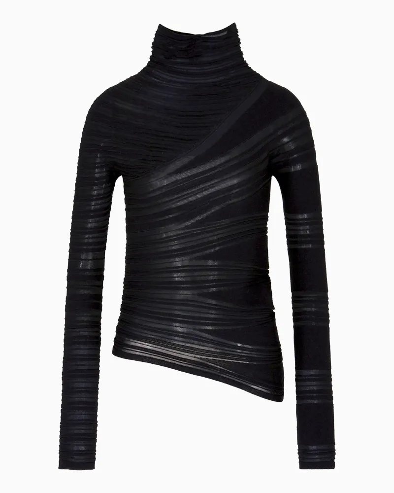 Giorgio Armani Pullover mit hohem Kragen, gefertigt aus Viskose und Schurwolle Schwarz