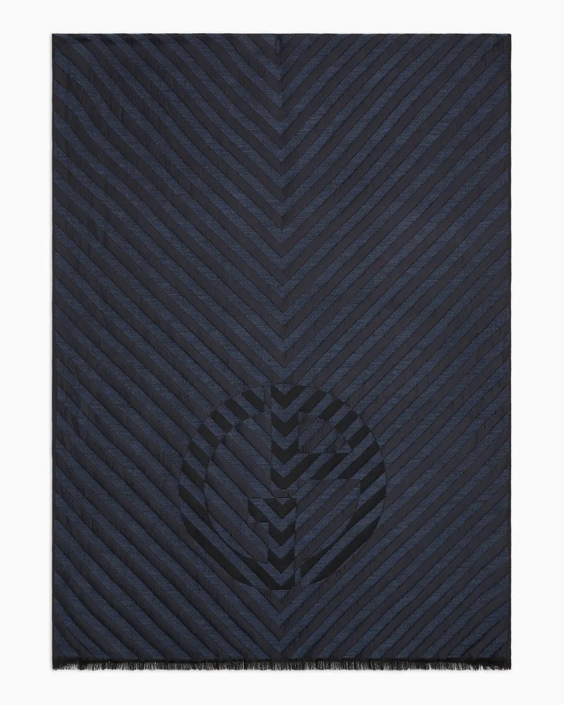 Giorgio Armani Stola aus Seide und Schurwolle in Jacquard-Verarbeitung Blau