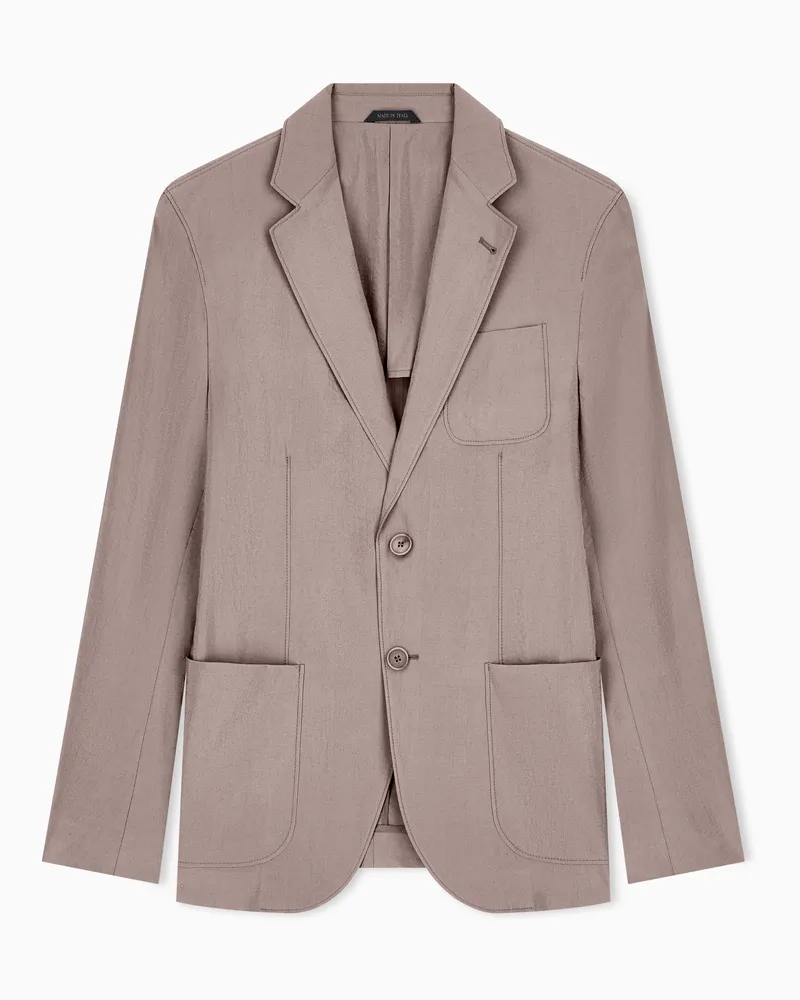 Giorgio Armani Einreihiges Sakko der Upton-Linie aus gewaschener Seide Beige