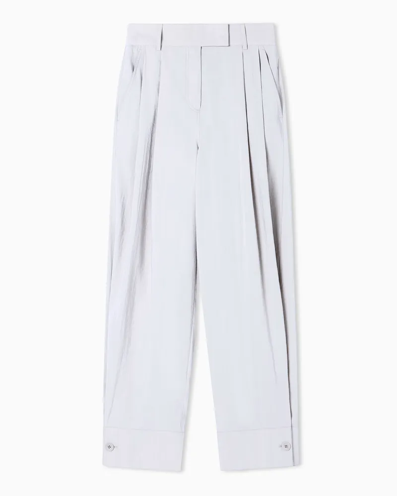 Giorgio Armani Hose aus gewaschener Funktionsseide mit Bundfalten Grau