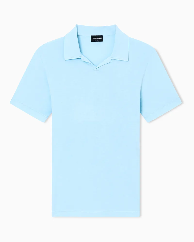 Giorgio Armani ASV Poloshirt mit kurzen Ärmeln aus elastischem Viskose-Jersey Hellblau