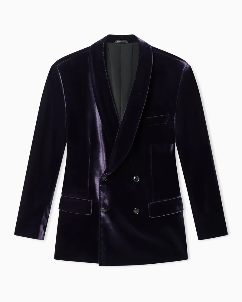 Giorgio Armani Blazer Heritage zweireihig aus Stretchsamt mit Schalkragen Violett