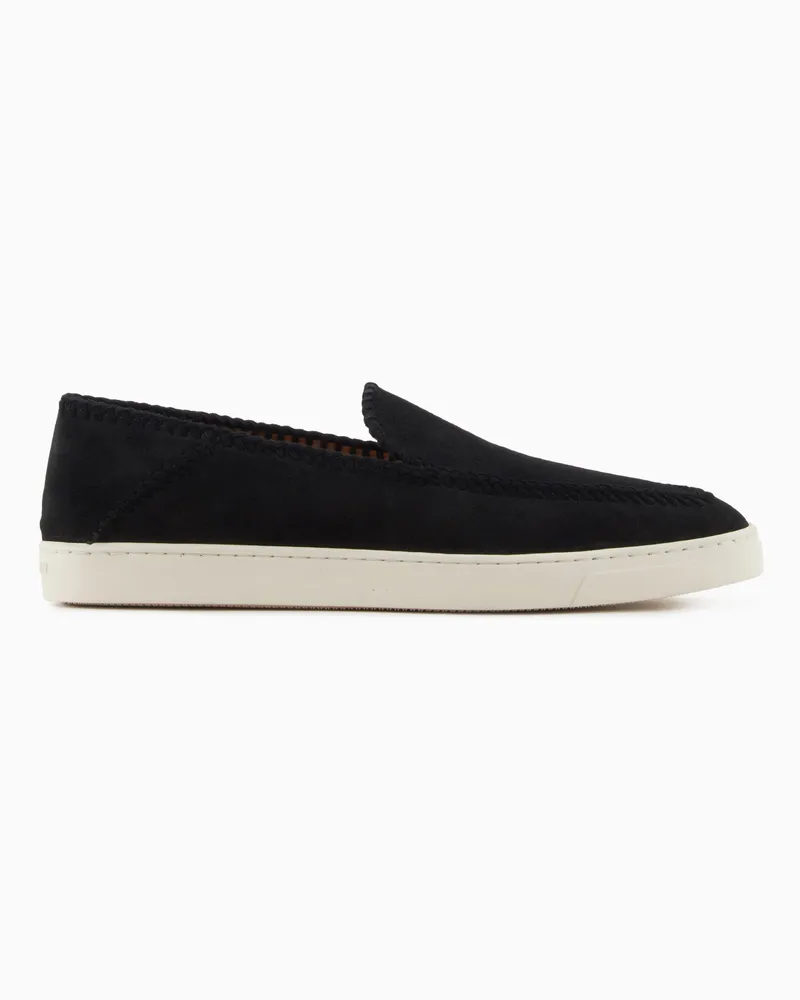 Giorgio Armani Galleria 3 Slip-on Veloursleder mit Gummisohle Essential Schwarz