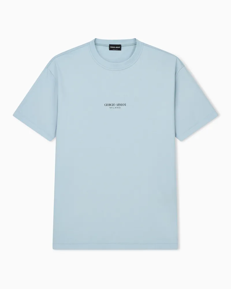 Giorgio Armani T-Shirt mit Rundhalsausschnitt aus Baumwoll-Interlock Hellblau