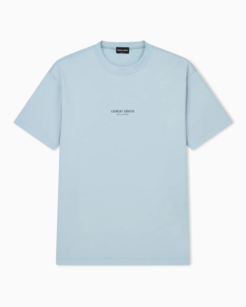 Giorgio Armani T-Shirt mit Rundhalsausschnitt aus Baumwoll-Interlock Hellblau